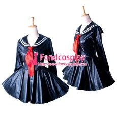 French Sissy Maid Dress Sex Faux Leather School Uniform Dress Cosplay Costume Tailor-Made[G1353]