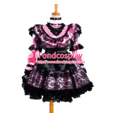 French Sexy Sissy Maid Satin Dress Uniform Lockable Dress Cosplay Costume Custom-Made[G884]