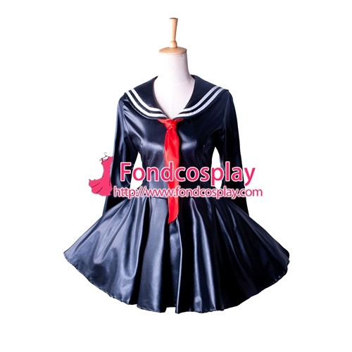 French Sissy Maid Dress Sex Faux Leather School Uniform Dress Cosplay Costume Tailor-Made[G1353]