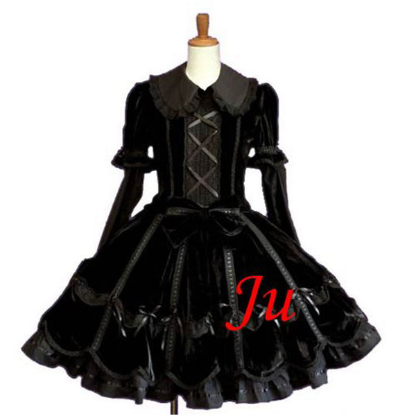 French Sissy Maid Gothic Lolita Punk Fashion Velvet Dress Cosplay Costume Tailor-Made[CK607]