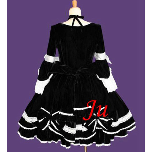 French Sissy Maid Gothic Lolita Punk Fashion Velvet Dress Cosplay Costume Tailor-Made[CK617]