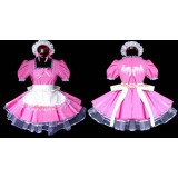 French Sexy Sissy Maid Dress Pvc Dress Pink Lockable Uniform Cosplay Costume Custom-Made[G489]