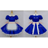 French Sexy Sissy Maid Pvc Dress Blue Lockable Uniform Cosplay Costume Custom-Made[G602]