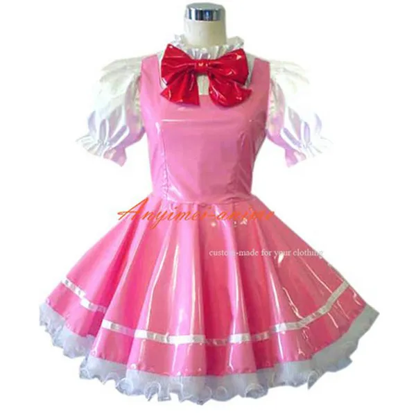 French Sissy Maid Cardcaptor Sakura Kinomoto Sakura Pvc Dress Cosplay Costume Tailor-Made[CK945]