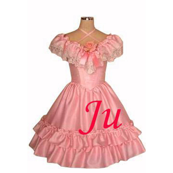 French Sissy Maid Gothic Lolita Punk Fashion Pink Dress Cosplay Costume Tailor-Made[CK745]