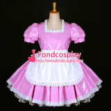 French Lovely Sexy Sissy Maid Dress Lockable Uniform Pink Pvc Dress Cosplay Costume Custom-Made[G771]