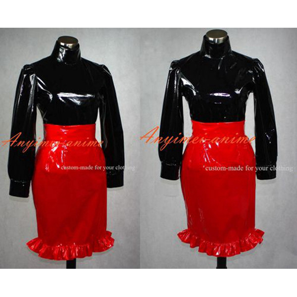 French Sissy Maid Dress Gothic Lolita Punk Pvc Outfit Cosplay Costume Tailor-Made[G388]