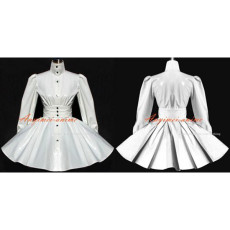 French Sissy Maid Dress Gothic Lolita Punk White Pvc Dress Cosplay Costume Custom-Made[G535]