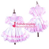 French Pink Satin-Cotton Sissy Maid Dress Uniform Tailor-Made[G1490]