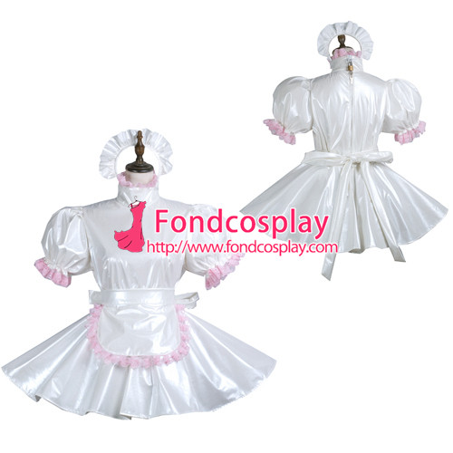 Details about   France Sissy maid pvc dress lockable Uniform cosplay costume