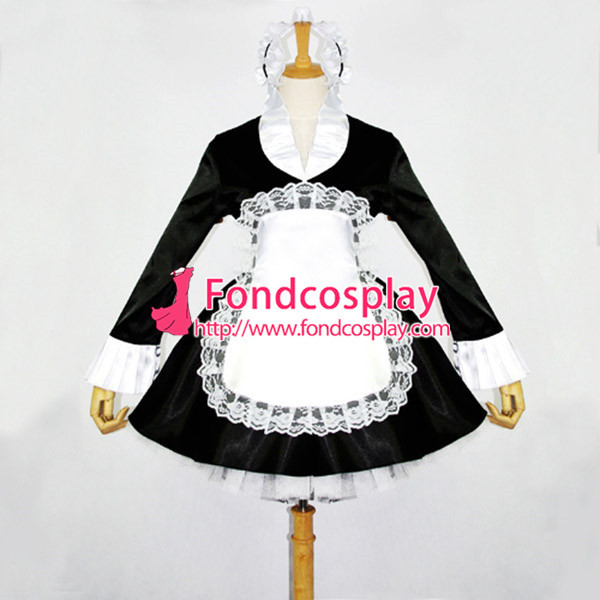 French Sissy Maid Dress Lockable Satin French Maid Uniform Dress Cosplay Costume Custom-Made[G099]