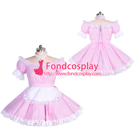 US$ 119.91 - French pink gingham sissy maid lockable dress Unisex ...