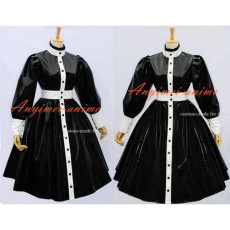 French Sexy Sissy Maid Black Pvc Dress Lockable Uniform Cosplay Costume Custom-Made[G585]