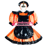 French Sissy Maid Satin Dress Pvc Apron Lockable Uniform Cosplay Costume Tailor-Made[G3769]