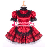 French Sissy Maid Dress Lockable Red Satin French Maid Uniform Dress Cosplay Costume Custom-Made[G797]