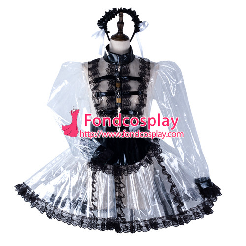 US$ 115.74 - French Sissy Maid Clear Pvc Dress Lockable Uniform Cosplay ...