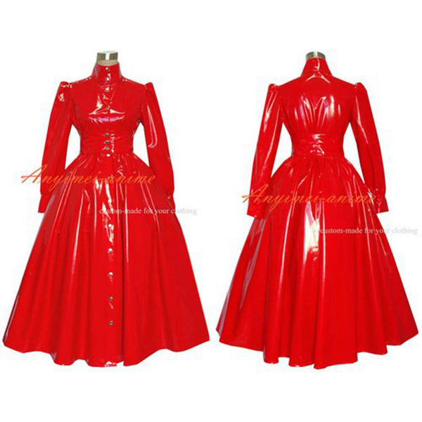 red pvc dress