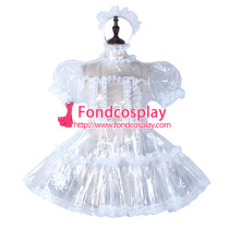 French Sissy Maid Clear Pvc Dress Lockable Uniform Cosplay Costume Tailor-Made[G2296]