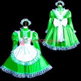 French lockable Sissy maid green Satin dress cosplay costume Tailor-made[G3840]