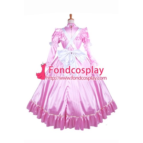 US$ 106.83 - French Sexy Sissy Maid Satin Pink-White Dress Lockable ...