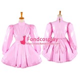 French Sissy Maid Dress Lockable Uniform Pink Pvc Dress Costume Cosplay Tailor-Made[G1337]