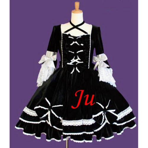 French Sissy Maid Gothic Lolita Punk Fashion Velvet Dress Cosplay Costume Tailor-Made[CK617]