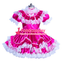 French lockable lolita dress Sissy maid Satin cosplay costume Tailor-made[G3929]