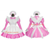 French Sexy Sissy Maid Dress Pvc Dress Pink Lockable Uniform Cosplay Costume Custom-Made[G519]