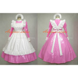 French Sexy Sissy Maid Pvc Dress Pink Lockable Uniform Cosplay Costume Tailor-Made[G257]