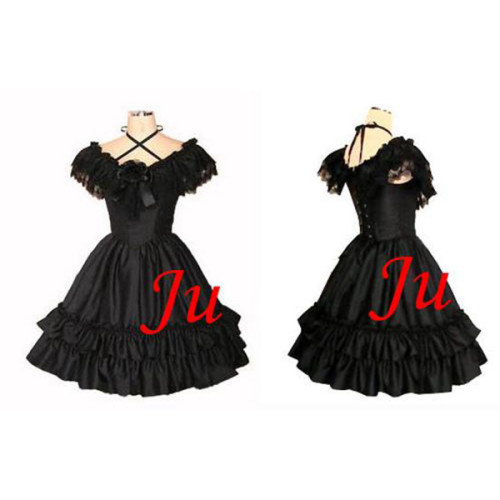French Sissy Maid Gothic Lolita Punk Fashion Black Dress Cosplay Costume Tailor-Made[CK727]
