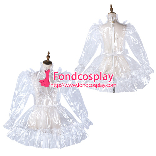 Details about   France Sissy maid pvc dress lockable Uniform cosplay costume