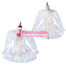 French Sissy Maid Clear Pvc Dress Lockable Uniform Cosplay Costume Tailor-Made[G2179]