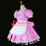 French Lovely Sexy Sissy Maid Dress Lockable Uniform Pink Pvc Dress Cosplay Costume Custom-Made[G771]