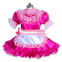 French Sissy maid Satin lockable dress Uniform cosplay costume Tailor-made[G3933]