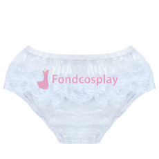 French Clear PVC Brief Panties lace sissy maid CD/TV Tailor-Made[G3854]