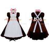 French Sexy Brown-White Sissy Maid Dress Lockable Uniform Cosplay Costume Custom-Made[G594]