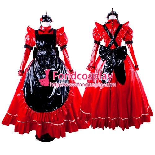 Us 125 91 French Pvc Lockable Sissy Maid Dress Red Vinyl Uniform Tailor Made G1563 M Fondcosplay Com