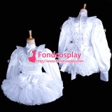 French Sissy Maid Lockable Satin Lace Dress Cosplay Costume Tailor-Made[G1627]