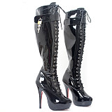French Pleaser Seduce Crossdresser Sissy Maid Thigh High Boots 15CM