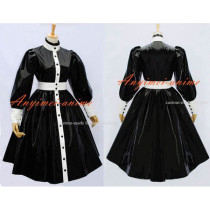 French Sexy Sissy Maid Black Pvc Dress Lockable Uniform Cosplay Costume Custom-Made[G585]