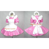 French Sexy Sissy Maid Pvc Dress Pink Lockable Uniform Cosplay Costume Tailor-Made[G395]
