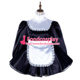 French Sissy Maid Satin Dress Lockable Uniform Cosplay Costume Tailor-Made[G2136]