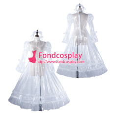 French Sissy Maid Clear Pvc Dress Lockable Uniform Cosplay Costume Tailor-Made[G2210]