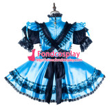 French Sissy Maid Satin Dress Lockable Uniform Cosplay Costume Tailor-Made[G2181]