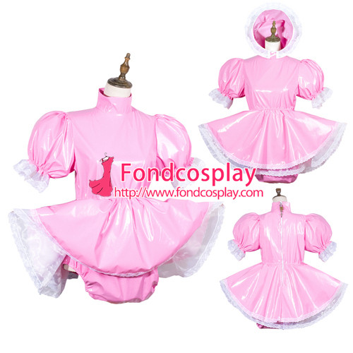 French Sissy Maid Pvc Dress Lockable Uniform Cosplay Costume Tailor-Made[G3780]