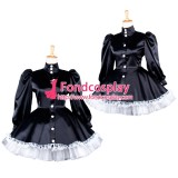 French Sissy Maid Black Satin Dress Uniform Cosplay Costume Tailor-Made[G1584]