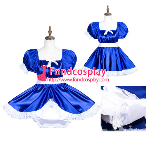 French Sissy Maid Satin Dress Lockable Uniform Cosplay Costume Tailor-Made[G3776]