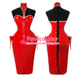 French Red Pvc Sissy Maid Corset Dress Gothic Silk Cosplay Custom-Made[G1067]
