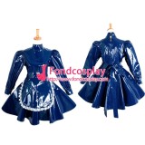French Sissy Maid Dress Lockable Uniform Blue Pvc Dress Costume Cosplay Tailor-Made[G1332]