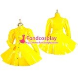 French Yellow Pvc Sissy Maid Dress Cosplay Costume Tailor-Made[G1546]
